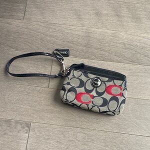 Coach Wristlet in Gray, Black, and Red